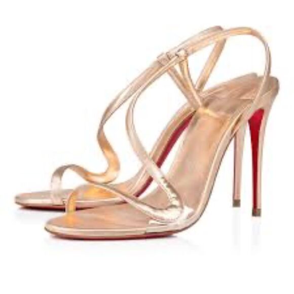 Christian Louboutin Rose Gold 100MM Spechhio Leather Heels Size 9.5/ EU 39.5 - Picture 1 of 15